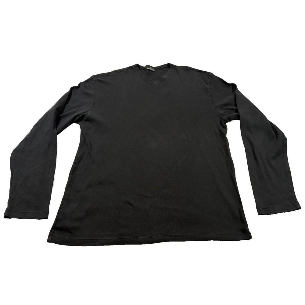 James Perse Mens Long Sleeve V Neck Black VTG Cotton Sweatshirt Top Sz M USA
